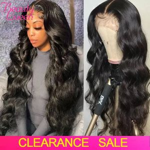 Synthetic Wigs 13X4 Hd Transparent Lace Frontal Wig Glueless 30Inch Body Wave Front Human Hair For Women BEAUTYLUEEN 231006