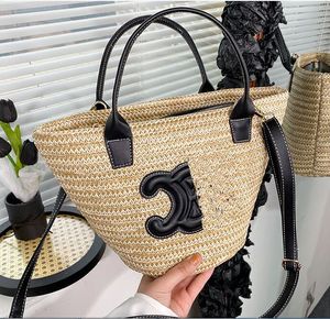Дизайнерская сумка Летняя женская мода Тканая сумка-корзина для овощей Arc De Beach Bag Соломенная сумка-ведро Роскошная модная сумка Сумки на плечо