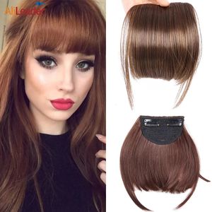 Bangs Synthetic Fake Blunt Hair Bangs 2Clips In Hair Extension Neat Front Fake Fringe Natural False Hairpiece For Women Clip In Bangs 231006