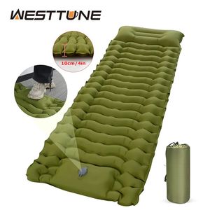 Outdoor Pads Thicken Camping Mattress Ultralight Inflatable Sleeping Pad with Builtin Pillow Pump Air Mat for Hiking Backpacking 231005