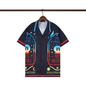 Erkekler Tasarımcı Blouses Sıradan Gömlekler Moda Mektubu Kaplan Baskı Slik Bowling Gömlek Erkek Artı Beden Elbise Gömlek Yaz Kısa Kollu T2635