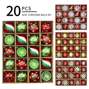 Noel Dekorasyonları 20 PCS Noel Ball Noel Küreleri Süsler Seti 6cm Elektrumanlı Boyalı Top Noel Günü Dekorasyon Kolye Navidad 231006