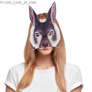Parti Maskeleri Yarı Yüz Tavşan Fox Kirpik Maskesi Yetişkin Cadılar Bayramı Hayvan Kafası Maskeleri Parti Cosplay Masque Paskalya Karnavalı Masquerade Props Q231009