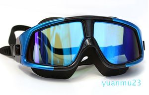 Силиконовые очки для плавания в большой оправе, противотуманные очки для мужчин и женщин, маска для плавания, водонепроницаемые водные виды спорта
