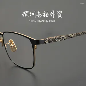 Оправа для солнцезащитных очков в китайском стиле, очки для близорукости из чистого титана, мужская большая ультралегкая винтажная оправа для глаз по рецепту