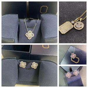 Модный дизайн, подвеска с четырьмя листами клевера и бриллиантами, серьги, ожерелье, набор для женщин, подарок