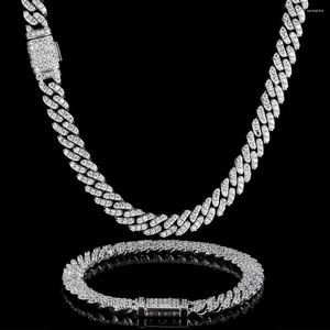Pendants HOYON 8mm Moissanite Zircon Cuban Chain Men's Necklace S925 Silver Jewelry Hip Hop Rock Luxury Diamond Style Neck Collar