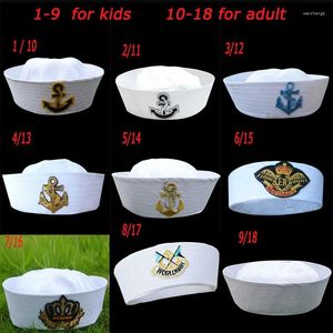 Шляпы с широкими полями в стиле милитари, белая шляпа капитана-матроса, темно-синие кепки морской пехоты с якорем, армейские для женщин, мужчин, детские необычные аксессуары для косплея