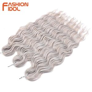 Human Hair Bulks Anna Synthetic Loose Deep Wave Braiding s 24 Zoll Water Braid Ombre Blonde Twist Crochet Curly 231007