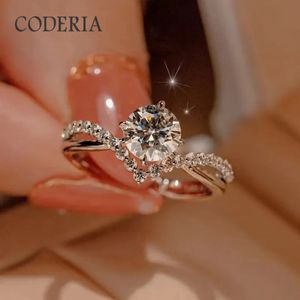 Solitaire Ring Pass Elmas Test D Renk 1 Düğün Yüksek Kalitesi 18K Beyaz Altın Yüzük Moda Gümüş Takı 231101