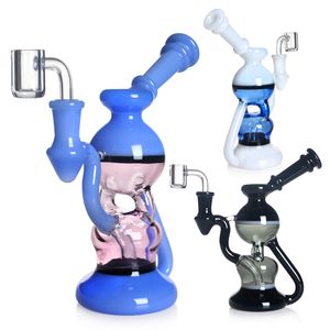 7'' Mischfarben-Glasbong-Ölplattformen Shisha-Perkolator-Glas-Bubbler-Stroh-Bongs Rauchende Wasserpfeifen DAB-Recycler mit 14-mm-Quarz-Banger