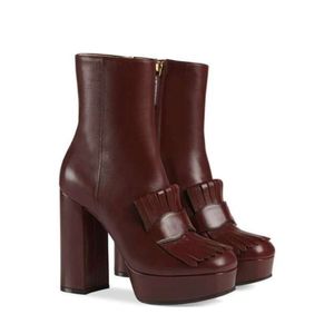 Kadın botları tasarımcı platformu ayak bileği boot ile saçak kar botları marmont patik yüksek topuklu arı boot gerçek deri kış ayakkabıları 35-42 no29