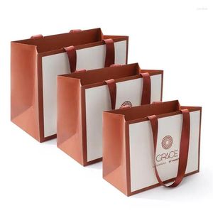 Depolama Çantaları Toptan 500pcs/Lot Kendi Logonuzla Özel Baskılı Alışveriş Kağıt Çantası Düğün için Hediye Paketlemesi