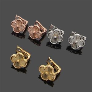 Luxury Designer Earrings Screw Back Four-leaf Clover Earrings Womens Fashion 18K Gold Earring Jewelry208P