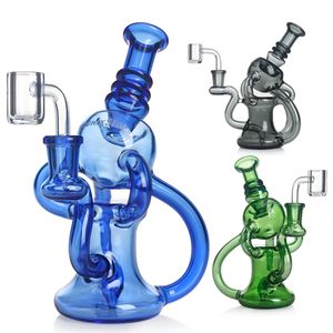 7-Zoll-Recycler-Wasserpfeifen Öl-Dab-Rigs Glasbongs Wasserpfeifen Doppel-Recycler-Bong-Perkolator-Wasserpfeifen