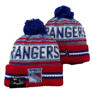 Rangers Beanes Bobble Hats Beyzbol Hokey Top Kapakları 2023-24 Moda Tasarımcı Kova Şapka Şapkalı Örgü Sahte Pom Beanie Noel Şapkası Sport Örgü Şapkaları