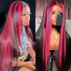 Перуанские волосы розово-розового цвета, прямой кружевной фронтальный парик, предварительно выщипанный с кружевной застежкой из детских волос, желтый/синий/блондинный/серый парик для косплея для женщин