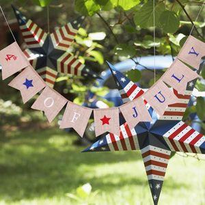 Dekoratif Çiçekler Anma Günü Garland Çuval Bakış Banner Po Prop Sign America Bağımsızlık Kazşak Mutlu Yıllar Banner