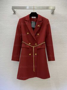 Designer jaqueta trench coat mulheres casaco de manga comprida duplo breasted terno colarinho jaqueta de emagrecimento vestido de metal corrente e broche jaquetas de luxo mulheres casacos