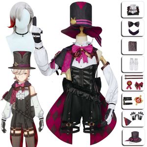 Game Genshin Impact Lyney Cosplay Costume Fontaine Magician Lyney Leather Uniform Hat Wig Outfit Halloween Costume for Adultcosplay