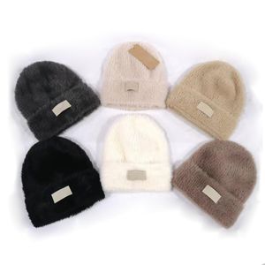 Chapéus de inverno quentes Designer Beanie Chapéus de Natal Imitação de Cabelo de Coelho Chapéu de Malha Chapéu de Balde Cap Primavera Crânio Caps Letras Casuais Ao Ar Livre Chapéus Equipados