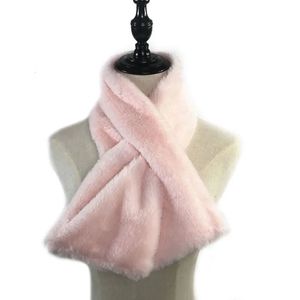 Шарфы 24BE для женщин и девочек, зимний шарф из искусственного меха для перекрестной завязки, пушистые плюшевые уютные теплые шарфы, шаль, воротник с лазейкой, шейный платок 231009