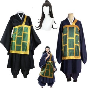 Anime jujutsu kaisen geto suguru cosplay traje quimono preto azul uniforme japonês halloween festa de natal roupascosplay