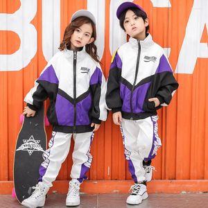 Sahne Giyim Erkek veya Kız Ceket Üstleri Sweetpants Trailtsuit Hip Hop Dans Göster Fantezi Kostüm Büyük Çocuk Giysileri Genç Korece