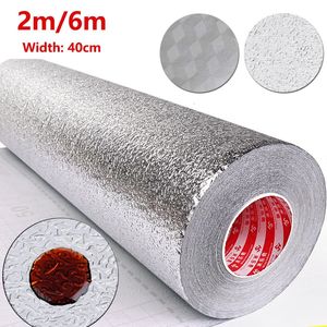 Duvar Çıkartmaları Mutfak Yağ geçirmez su geçirmez backsplash gümüş kendi kendine yapışkan koruyucu alüminyum folyo yüksek sıcaklık soba dolabı 231009