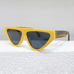 Солнцезащитные очки 2023, модные уличные кошачьи глаза для мужчин и женщин, желтые ацетатные солнечные очки ручной работы