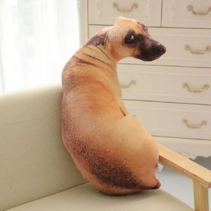 Cushiondecoratif Yastık Cammitever 3d sevimli bükülme köpek baskılı atış hayat benzeri hayvan komik kafa cosplay çocukları favori oyuncak yastık ev 231009