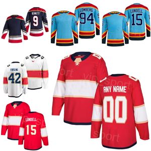 Hokey Ters Retro 94 Ryan Lomberg Jersey 42 Gustav Forsling 9 Sam Bennett 5 Aaron Ekblad 15 Anton Lundell 21 Nick Cousins ​​12 Marc Staal Donanma Kırmızı Beyaz Çocuk Erkek Kadın