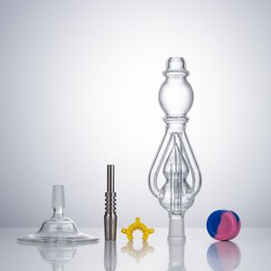 Headshop214 NC059 Dab Rig Стеклянный бонг Подставка для курительной трубки Основание 14 мм Кварцевый гвоздь Керамический наконечник Инструмент Dabber Силиконовая банка Тройная переработка воздушного потока Барботерные бонги