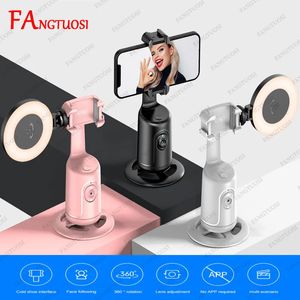 Selfie Monopods FANGTUOSI P01 Pro 360 Rotation Gimbal Stabilizer AI Following Face Tracking Desktop PTZ For Tiktok Smartphone Live 231007