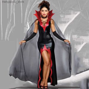 Tema kostüm cadılar bayramı cosplay cadı elbisesi kadın patent deri balo sihirli vampir kadın iblis Noel geliyor pelerini çalıyor q240307