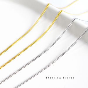 S925 Sterling Saf Gümüş Yanal Tasarımcı Kolye Zincirleri Kadınlar için Kızlar 18K Altın Lüks Küba Miami İnce Kolye Takıları