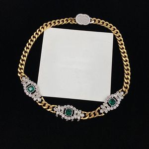 Tam Elmas Emerald Kolyeler Tasarımcı Mektubu Kolye Kolye Yüksek Kaliteli Çift Alfabe Rhinestone Metal Zincir Saray Stili J299o