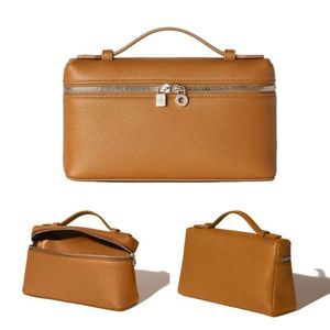 Дизайнерская сумка L19 с дополнительным карманом из тонкой кожи страуса, роскошный рюкзак с узором Лоро, съемная классическая двойная молния, женская мини-тоут с дополнительным карманом Piana