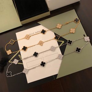 Luxuriöse 10-Diamant-Klee-Halskette, Markenmode, Vans Cleef-Halskette, hochwertige Designer-Halskette aus 18 Karat Gold mit Box für Damenschmuck