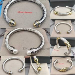 Yüksek kaliteli kadınlar lüks cazibe bilezik 7/10mm 14k 18k altın kaplama inci çelik tel ip açık bükülmüş tasarımcı aşk bilezikler cjeweler lüks mücevher