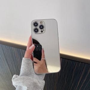 Чехлы для мобильных телефонов Qianliyao Brief Silver Golden Mirror Противоударный чехол для iPhone 15 14 13 12 Pro Max 11 X XR XS 8P Гальваническая жесткая задняя крышка 231010