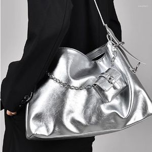 Sacos da noite Prata Grande Capacidade Mulheres Bolsa de Alta Qualidade Tote Commuter Crossbody Moda Ombro