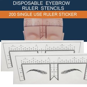 Kaş Araçları Şablonlar 200pcs Tek Kullanımlık Kaş Cetper Sticker Yarı Kalı Kamar Göz Kaş Ölçü Aracı Microblading Caliper Şablon Makyajı 231007