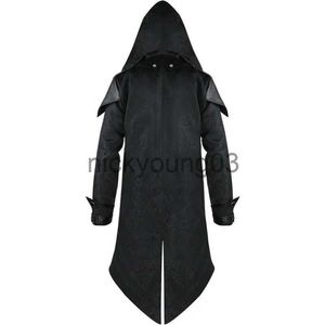 Tema traje assassino cosplay homem medieval streetwear jaquetas com capuz trajes conjuntos unisex halloween vestir-se roupas festa armadura gótica x1010 x1011