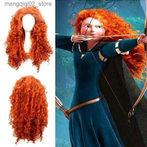 Тематический костюм Храбрая Мерида, парик для косплея, длинный вьющийся парик для ролевых игр, волосы на Хэллоуин, женский парик на Хэллоуин, косплей Q240307