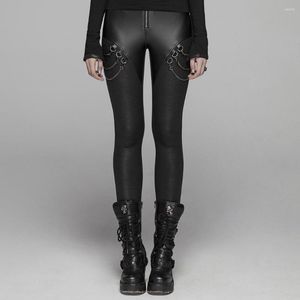 Kadınlar pantolon punk rave kadınlar gotik sahte deri sıska tozluk metal zincirleri ile kaya kalem sokak kıyafetleri gündelik seksi