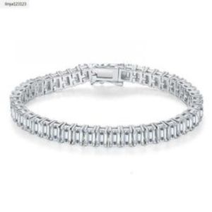 Bracciale in moissanite in argento 925 3 * 5mm VVS Bracciali con catena di diamanti da laboratorio con taglio smeraldo da 0,5 ct 3I6B