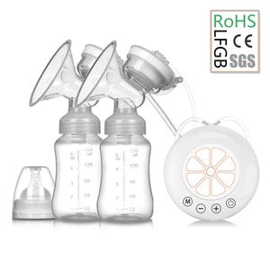 Breastpumps Double Electric USB Electric With Baby Milk Bottle Cold Heat Pad BPA free Powerful s 231010