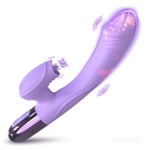 Мощный вибратор в виде кролика для точки G для женщин с стимулятором клитора для лизания языка, нагревательный фаллоимитатор, товары для взрослых, секс-игрушки для женщин