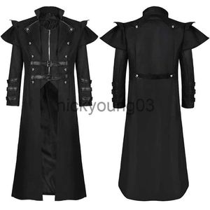 Tema Costume Uomo Cappotto Giacca Gotico Steampunk Mantello Trench con cappuccio Medievale Vampiro/mago Costume Cosplay Halloween Donna Uomo x1010